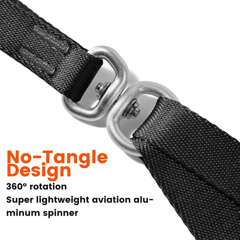 HOWGO Double Dog Leash, No Tangle Dual Dog Leash, Adjustable Dual Padded Handles, Orange, Multiple Leash for 2 Dogs