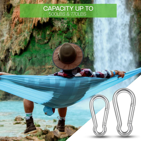 Lifesport Gear 316 Marine Grade Marked Stainless Steel Carabiner Clips, Heavy Duty Spring Snap Hooks for Gym