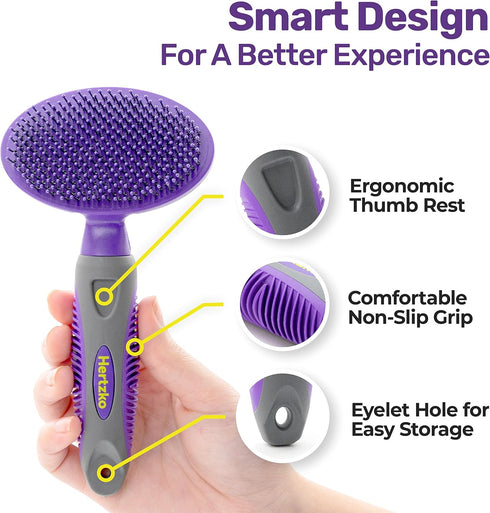 Hertzko Dog Brush, Soft Pin Bristle Pet Brush for Dogs and Cats, Grooming Tool for Long and Short Haired Pets