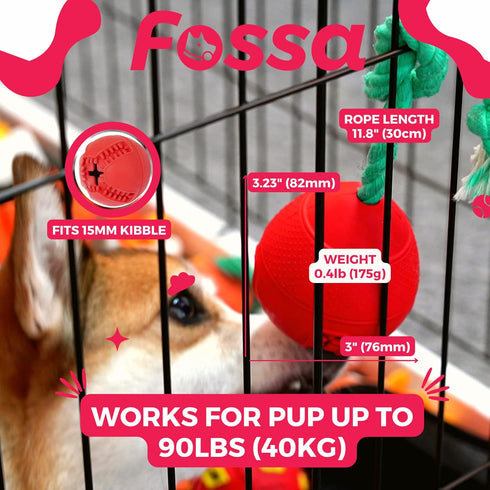 Fossa Interactive Dog Toys, Puzzle Treat Dispenser with Rope for Reducing Boredom and Anxiety
