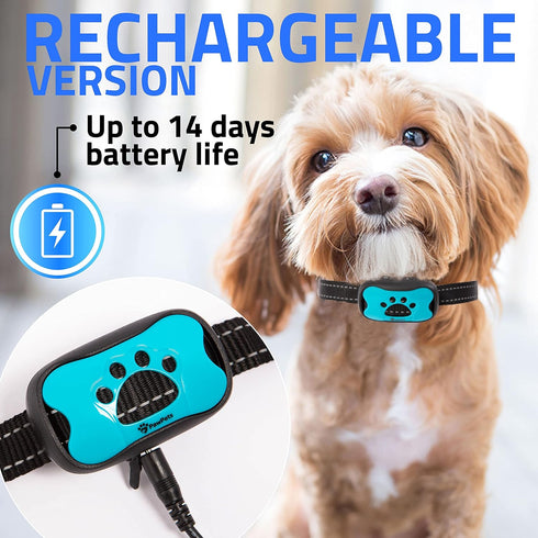 Rechargeable Anti Bark Collar - No Shock Training Dog Collar for Small Medium Large Dogs, 2 Pack Blue Orange