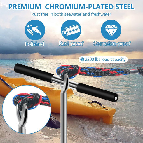 Sand Anchor - Beach Anchor with Removable Handle, Bungee Line & Carry Bag, 18"/24"/36" Length Auger for Beach