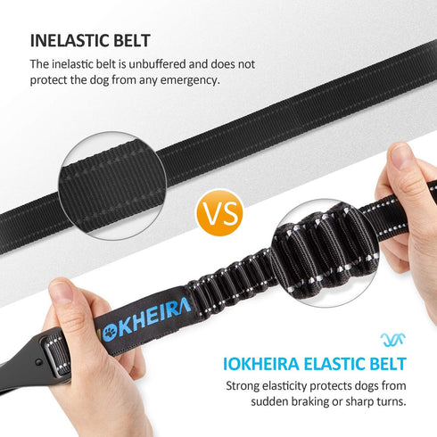 3-in-1 Dog Seat Belt Car Harness for Dogs Adjustable Safety Seatbelt for Car Nylon Reflective Bungee Fabric Dog Car