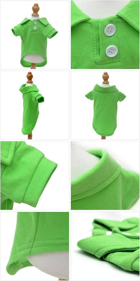lovelonglong Basic Dog Polo Shirts Premium Cotton, Polo T-Shirts for Large Medium Small Dogs - Two-Button Collar Blank