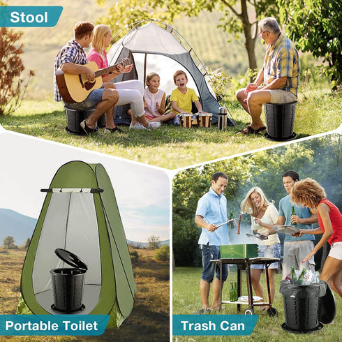 TRIPTIPS Upgrade Portable Toilet - Adjustable Height Camping Toilet for Adults and Kids, Foldable Travel Potty