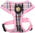 Puppia Junior Over-The-Head Dog Harness, Medium, Pink, Checkered Pattern, No Choke No Pull Adjustable
