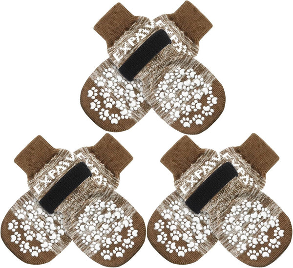 EXPAWLORER 6PCS Anti-Slip Dog Socks, Dog Shoes for Hot Pavement, Best Paw Protector Traction Control