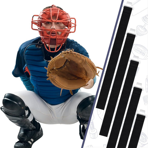 Shappy 13 Inch Replacement Straps for Baseball Catchers Gear, Youth Leg Guard Straps in Black Silver