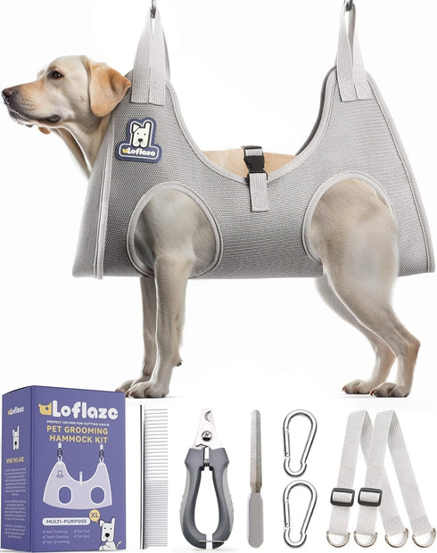 Loflaze Dog Grooming Hammock Harness for Dogs & Cats with Pet Nail Clipper