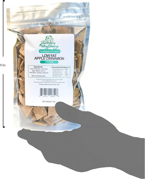 – Apple Cinnamon Low Fat All-Natural Dog Treats, 7oz Resealable Bag, Healthy Dog Training Treats, Dog Biscuits, Healthy Dog Cookies, Hand Made in The USA