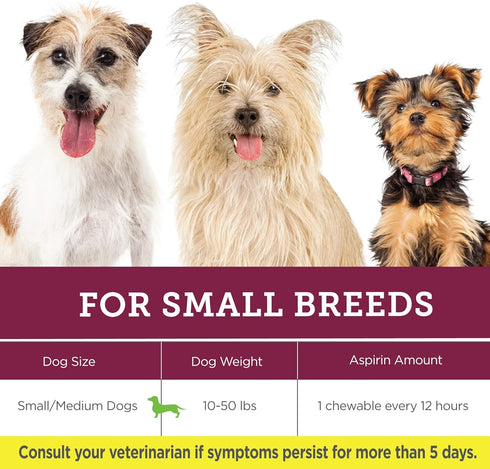 Canine Aspirin for Dogs, Fast Pain Relief for Small to Medium Dogs, Liver Flavor, 75 Chewable Tablets