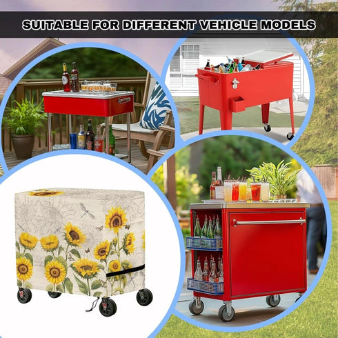 Puxucrazy Patio Cooler Cover Sunflower Rolling Cooler Cover Anti-UV Patio Ice Chest Protective Covers for Outdoor Bar