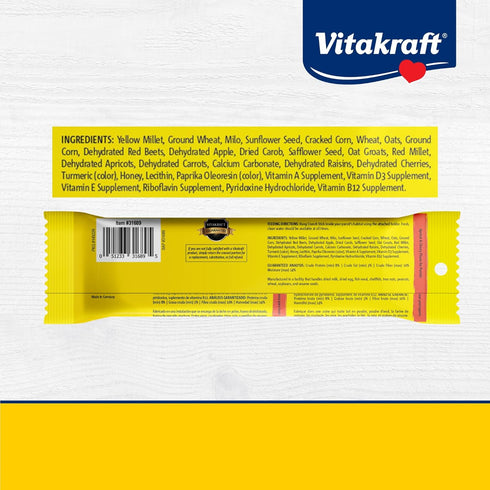 Vitakraft Crunch Sticks Bird Treat for Parrots, Apricot & Cherry Flavor, 5.5 oz (2 Sticks) (31689)
