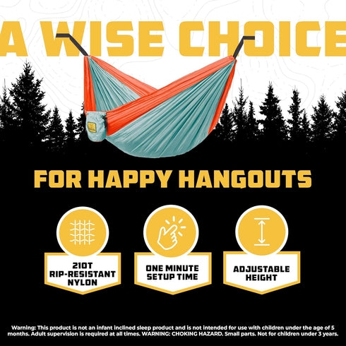 Wise Owl Outfitters Kids Hammock - Small Camping Gear with Tree Straps and Carabiners for Indoor/Outdoor Use