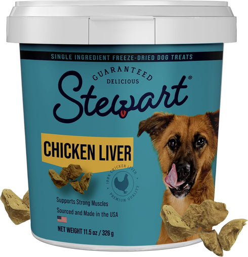 Stewart Freeze Dried Raw Dog Treats, Chicken Liver, 11.5 Ounce, Approx. 215 Pieces