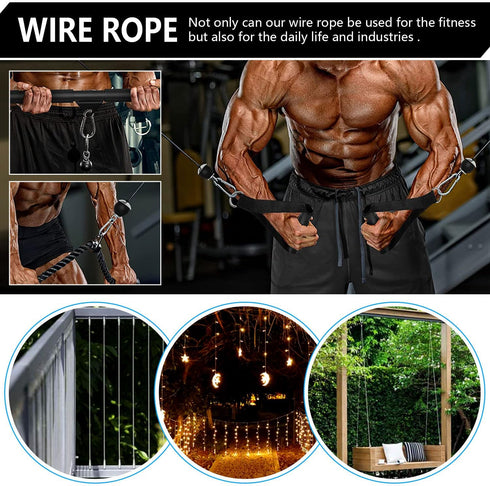 Taeku Fitness Pulley Cable Heavy Duty 6mm Steel Wire Rope Replacement for Home Gym Weight Lift