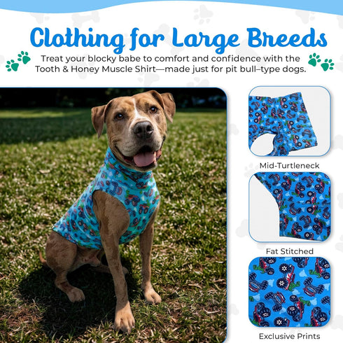 Summer Tooth & Honey Dog Vest Shirt Lightweight Sleeveless Clothing for Pitbulls Large Breeds, Soft Anxiety Shirt