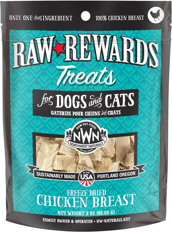 Northwest Naturals Raw Rewards Freeze-Dried Chicken Breast Treats for Dogs and Cats, 3 Oz, Healthy Pet Food