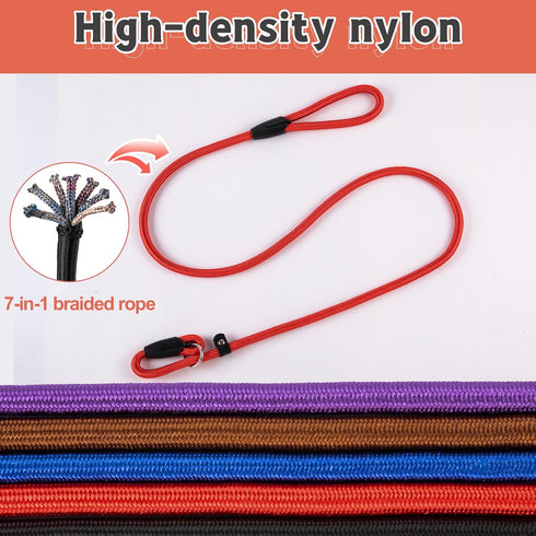 5 Pcs Slip Lead Dog Leash - Strong Nylon Rope Training Leash for Large, Medium, and Small Dogs