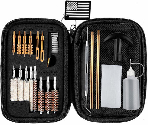 Gun Cleaning Kit, Universal Handgun Cleaning Kit 25 in 1 for .22 .357/.38/9mm .40 .45 Caliber