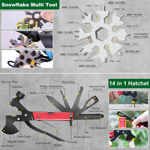 Gifts for Men Dad Husband, 27 in 1 Survival Kits Camping Accessories Tactical Gear for Outdoor Adventure