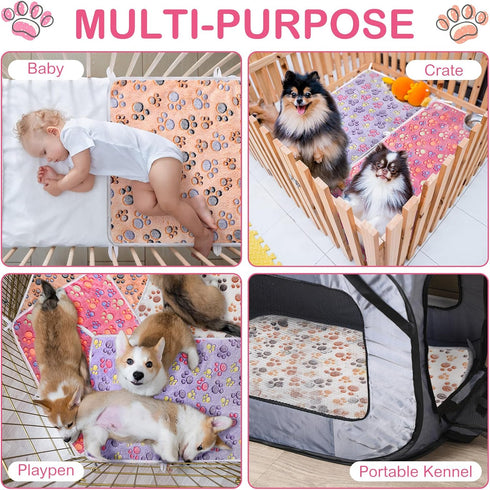 4 Pack 18'' 24" Kajaia Washable Pee Pads with Belt for Pet Crate x Reusable Puppy Pads Waterproof Pet Training Pads