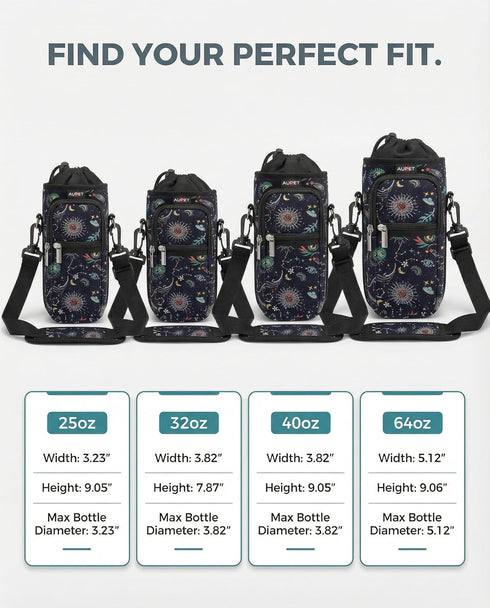 25/32/40/64 oz,Insulated AUPET Water Bottle Sling Bag Sleeve Holder Carrier Crossbody Water Bottle Case Cover