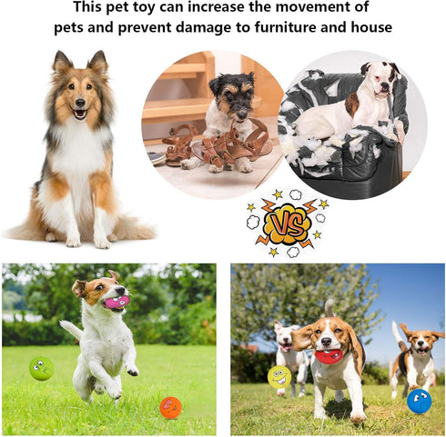 Squeaky Dog Toys, Funny Face Chewing Latex Rubber Fetch Play Balls for Puppy Small Medium Pet Dog (6PCS)