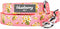 Blueberry Pet Summer Sparkle Dog Leash, Large Size 4 ft x 1", Tropical Flower Baby Pink Hibiscus Floral Print