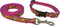 Preston Bristol Flower Dog Collar and Leash Set - Bright Multi Colored Floral Ribbon on Raspberry Pink