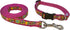 Preston Bristol Flower Dog Collar and Leash Set - Bright Multi Colored Floral Ribbon on Raspberry Pink