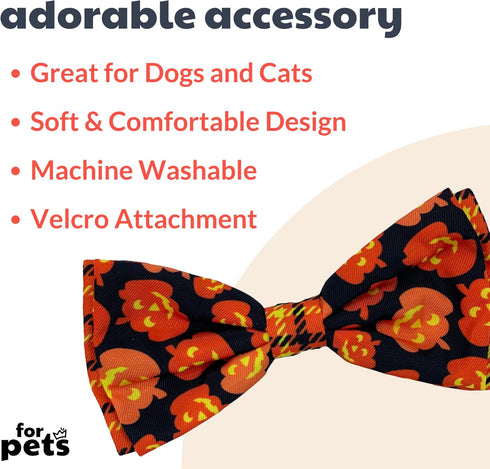 Huxley & Kent Bow Tie for Pets, Plaid-O-Lantern (Large), Halloween Velcro Bow Tie Collar Attachment for Dogs & Cats
