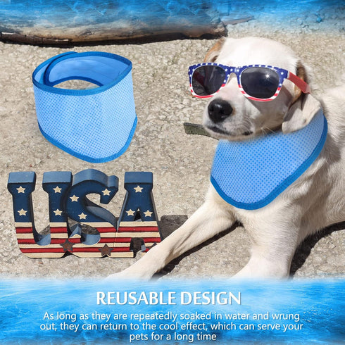 3 Pack Dog Ice Bandana Cooling Triangle Scarfs for Hot Weather Summer (Blue)