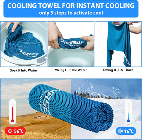 SYOURSELF Cooling Towels for Neck, 4 Pack 40" x 12" Soft Breathable Towel for Instant Cooling Relief