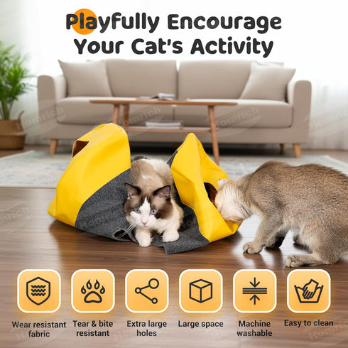 Homrich Multifunctional Collapsible Cat Play Bag, Indoor Cat Tunnel Activity Center Mat, Durable Rug for Hide and Seek