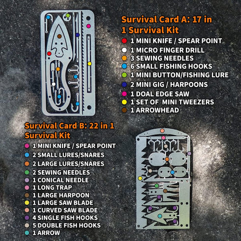 PSKOOK 12 Pcs Survival Multitool Card Emergency Camping Tool EDC Kit in Your Wallet Outdoor Hunting Fishing Hiking Gear by PSKOOK