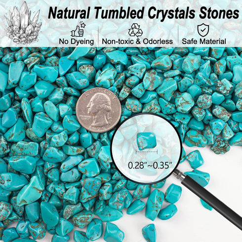 EZEELAI 3 Lb, Tumbled Chips Stones Green Turquoise Crushed Crystal Quartz Polished Natural Aquarium Gravel Rocks