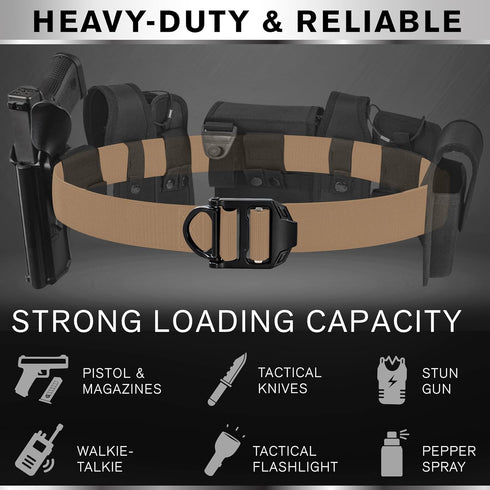 TECEUM Tactical Belt – Coyote B4 S, Heavy-Duty Military Work Hiking Rigger Utility EDC Men’s Belts with Quick-Release