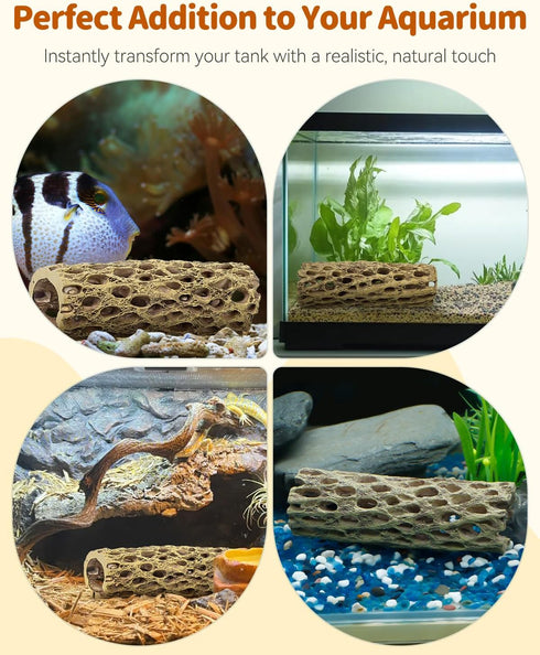 Resting,2pcs Uniclife Shrimp Hides for Aquarium, Shrimp Cave, Realistic Resin Aquarium Hollow Cholla Wood Decorations