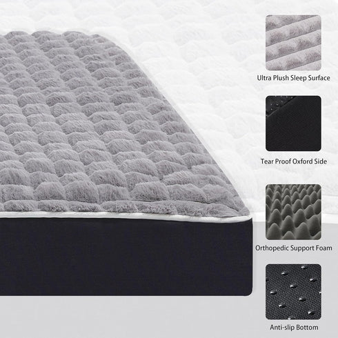 Waterproof Orthopedic Dog Beds for Large/Medium/Small Dogs, Grey Dog Crate Pad with Removable Washable Cover