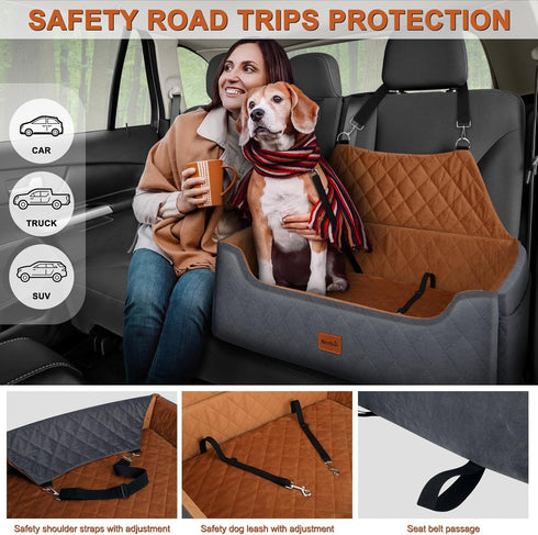 55 lbs 2 2 Large Dog Car Seat for Medium/Large Dog Under - Elevated Booster Car Seat for Small Dogs,Removable