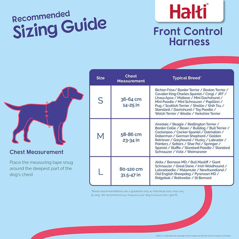 HALTI Front Control Harness Size Large & Training Leash Size Large, Black Combination Pack for Large Dogs