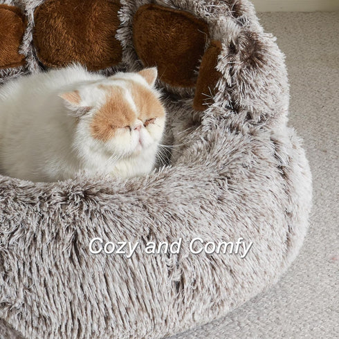 Jiupety Cozy Comfy Dog Bed with Standing Paws, Upgraded Soothing Donut Bed for Dogs, Gray M Size 22”X22” X6”