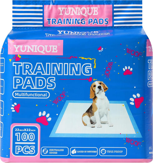 22" x 22" Disposable Puppy Dog Training Pads - Super Absorbent for Indoor Dogs, 100 Counts, Blue