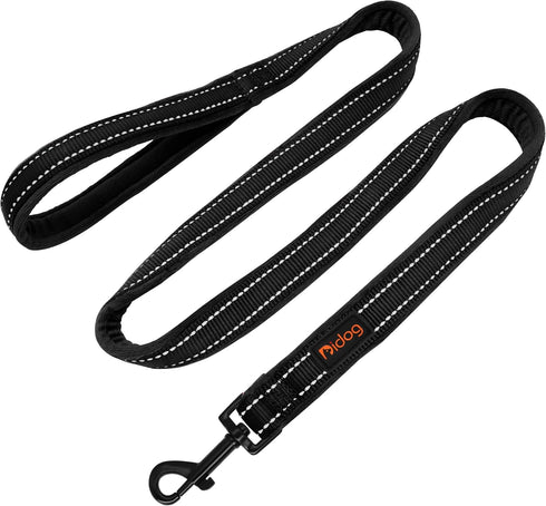 Didog Dog Walking Leash - 4 FT Black with Soft Flannel Padded Handle, Reflective Night Safety for Small Medium Dogs