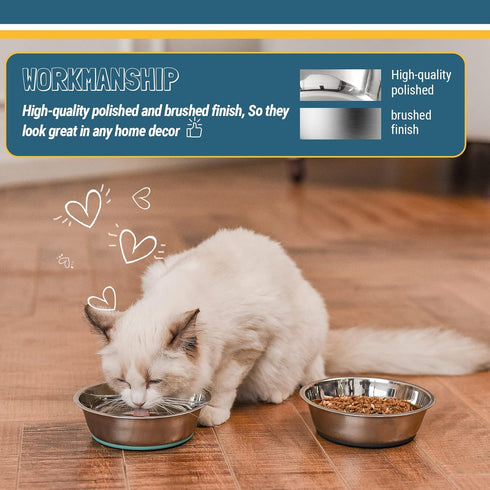 PEGGY11 Lightweight Stainless Steel Cat Bowl, 1.8 Cup, Single Pack