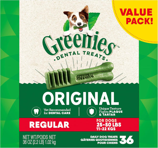 Greenies Original Regular Natural Dog Dental Care Chews, 36 count (Pack of 1)