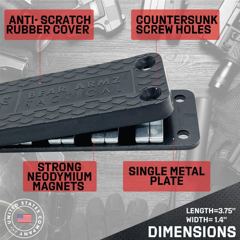 Gun Magnet Mount & Holster for Vehicle and Home, Rubber Coated, 35 Lbs Rated, Concealed Holder for Handgun