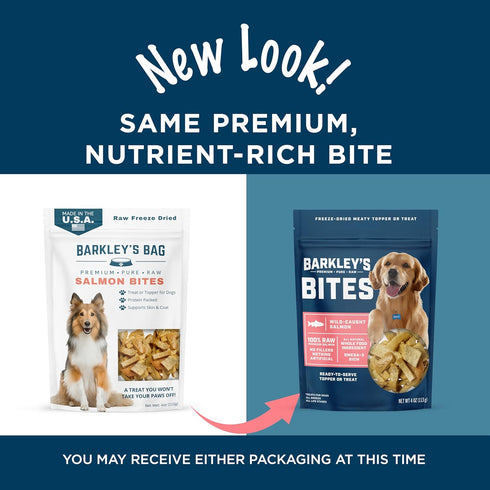 4 Oz (1 Pack) Barkleys Bag Salmon Bites, Freeze Dried Dog Treats and Food Topper, Made with Wild-Caught Salmon