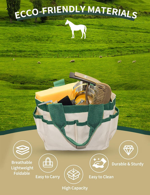 10 Set Professional Pieces Horse Grooming Kit with Tote Bag, Horse Brush & Curry Comb for Effective Grooming